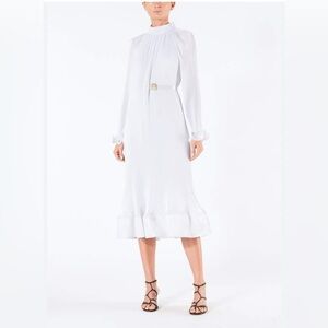 Tibi White Maxi Dress with clear belt